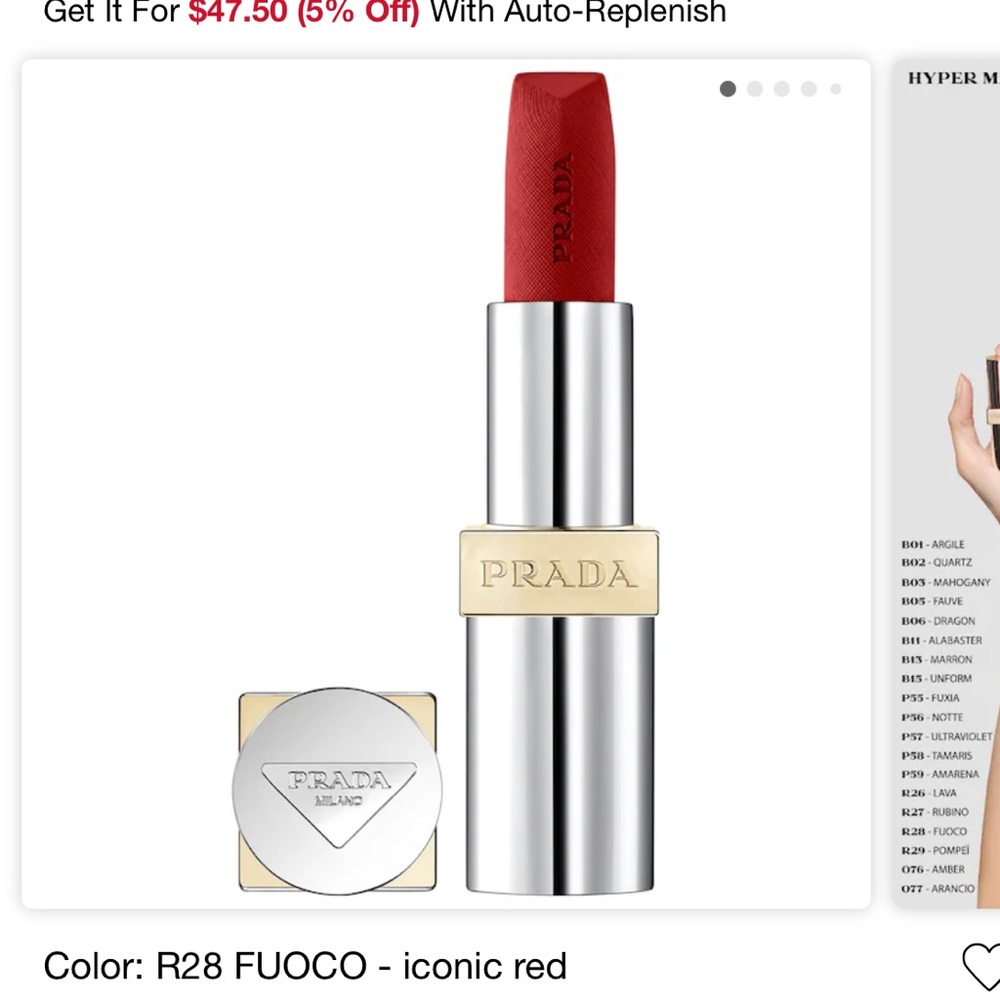 Prada monochrome hyper matte R28 fuoco lipstick